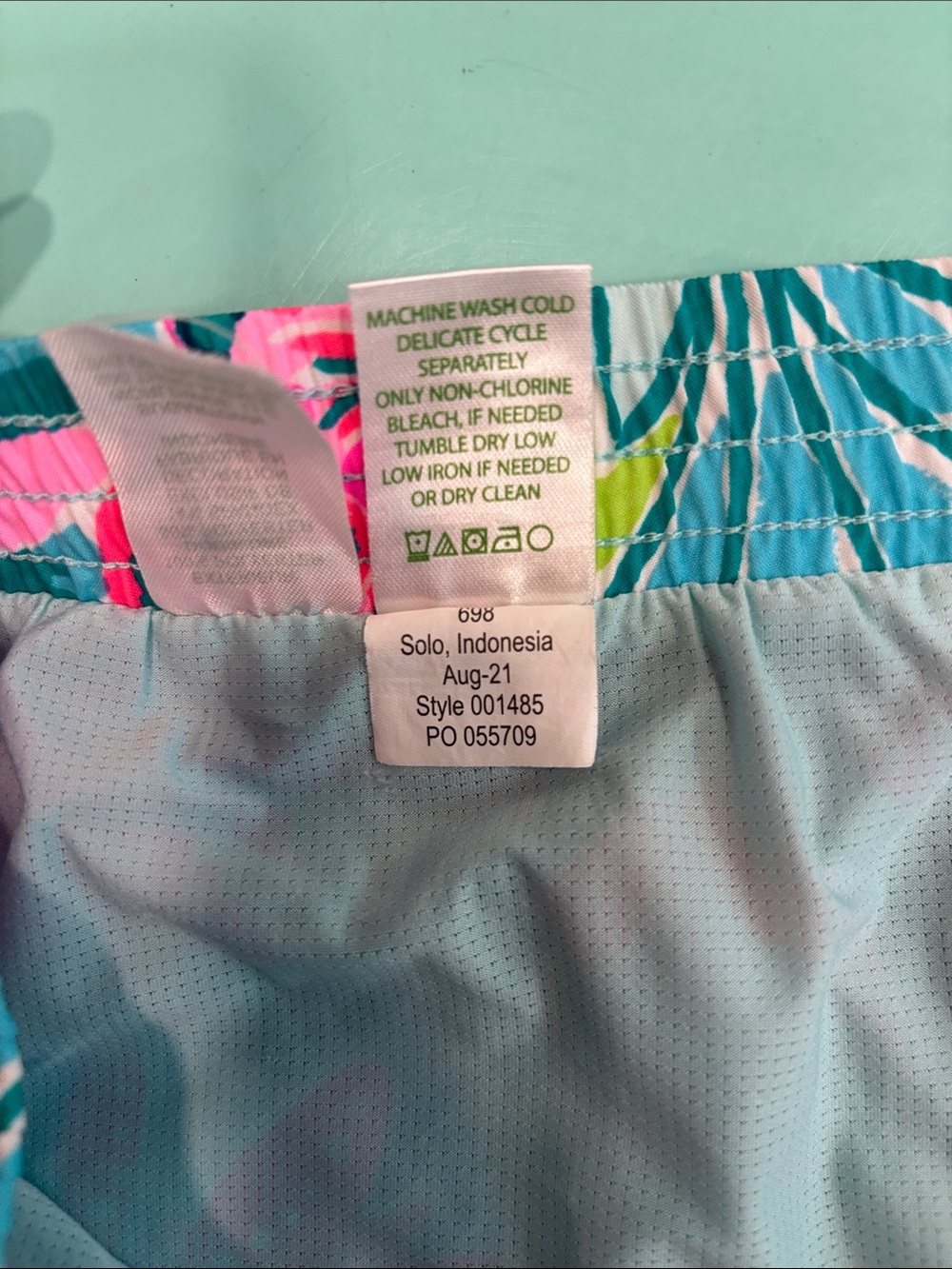 Lilly Pulitzer Tropical Floral Athletic Shorts in Pink & Teal - Picture 3 of 5